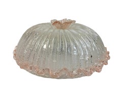 beautiful Clear & Pink Murano Glass Flush Mount Ceiling Light, Italy, 1970s