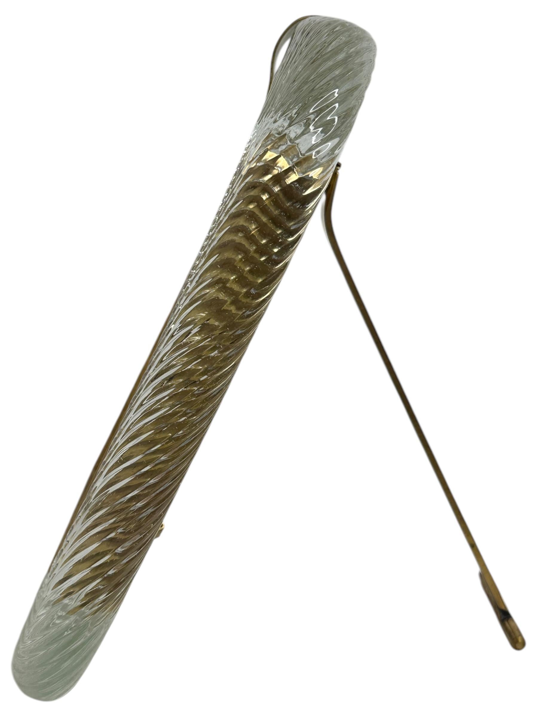 Beautiful Clear Twisted Murano Glass and Brass Picture Frame by Barovier E Toso 3