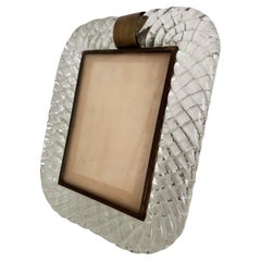 Schöner Bilderrahmen aus Murano-Glas und Messing von Barovier E Toso, klar und gedreht