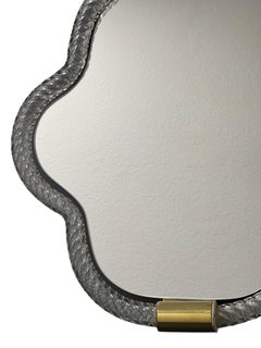 Magnifique miroir mural en verre de Murano torsadé et laiton de Barovier&Toso