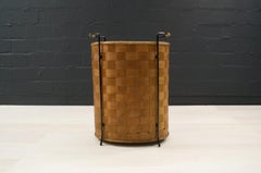 Beautiful Clothes Basket of Teak Veneer Wickerwork and String, 1960s