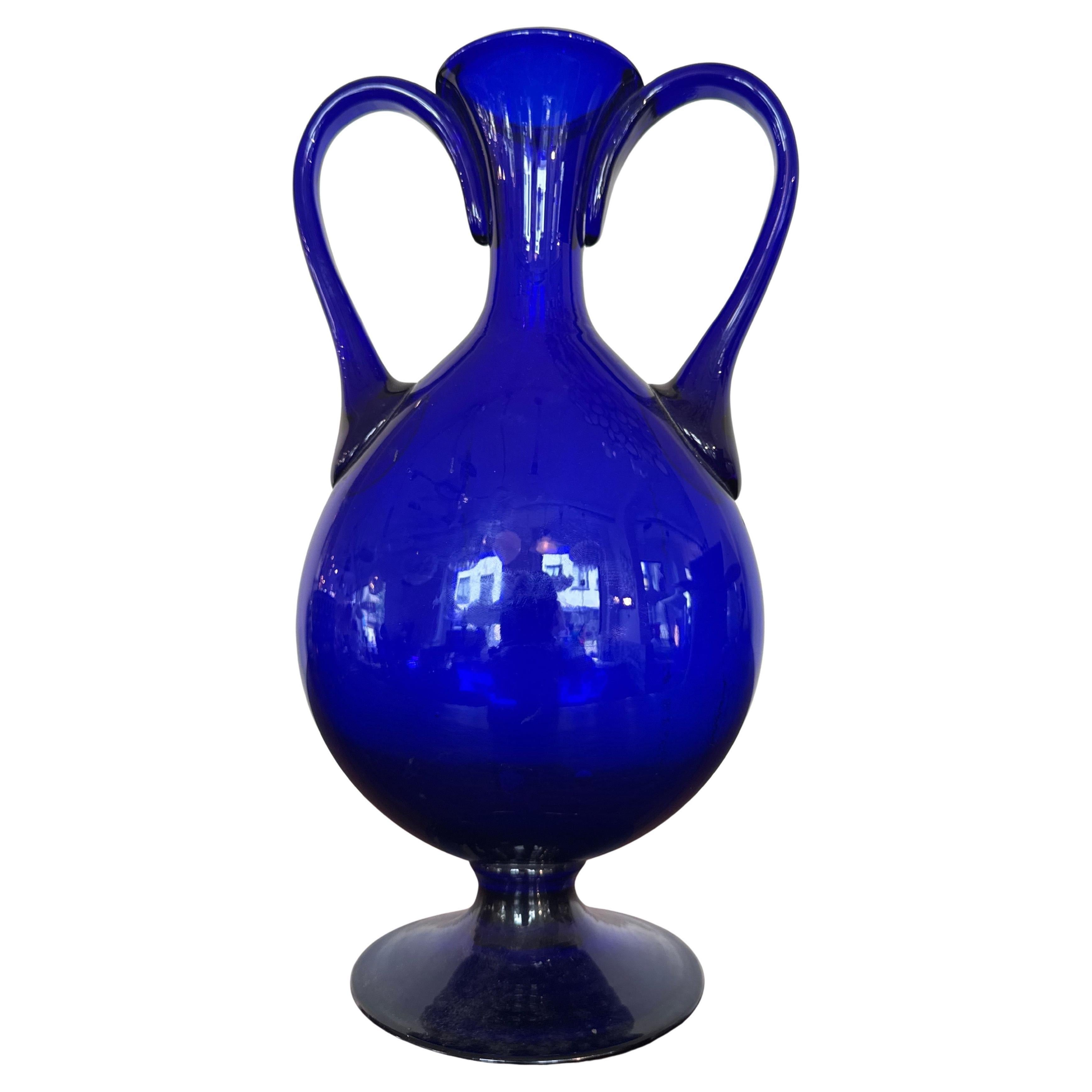 Mid-Century moderno Beautiful Cobalt Blue Murano Vase 1950s, Italy in vendita