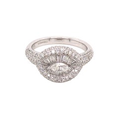 Beautiful Cocktail Ring in 18K Gold with Mix Cut Pave Set Diamonds 1.42 Carat