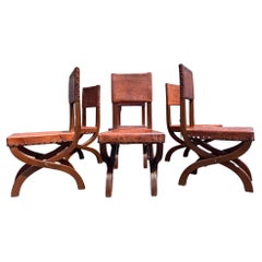 Beautiful Cognac Leather Dining Chairs, Peru