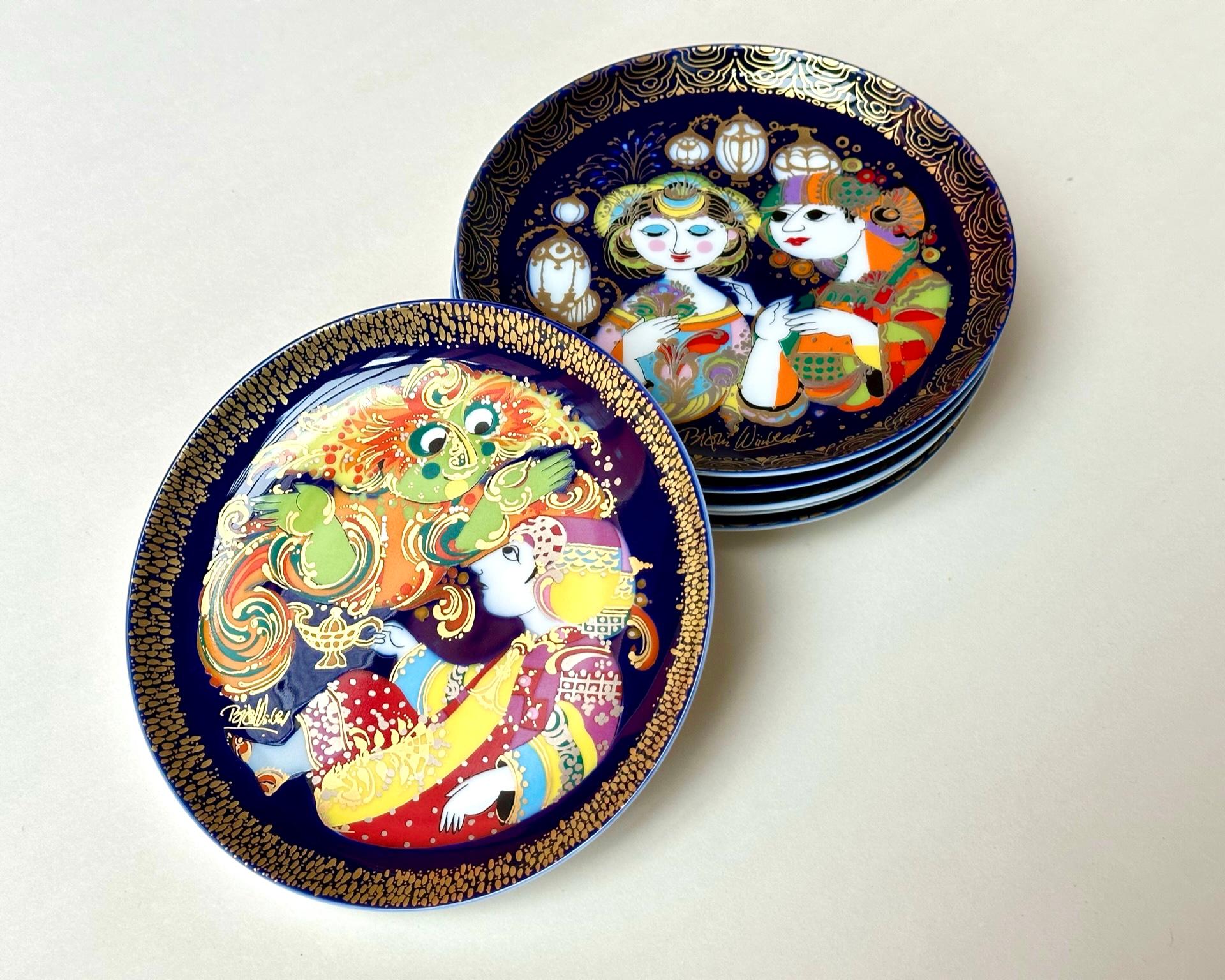 Porcelain Beautiful Collectible Plates Bjorn Wiinblad, Rosenthal, Germany, 1970s For Sale