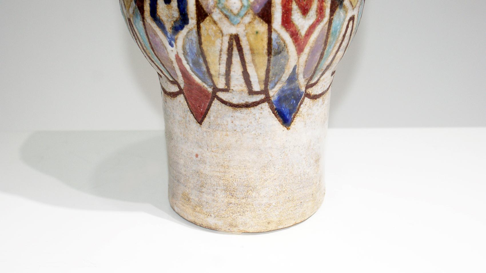 Beautiful Colored Ceramic Vase Signed “Vallauris”, circa 1950s In Good Condition In Beirut, LB
