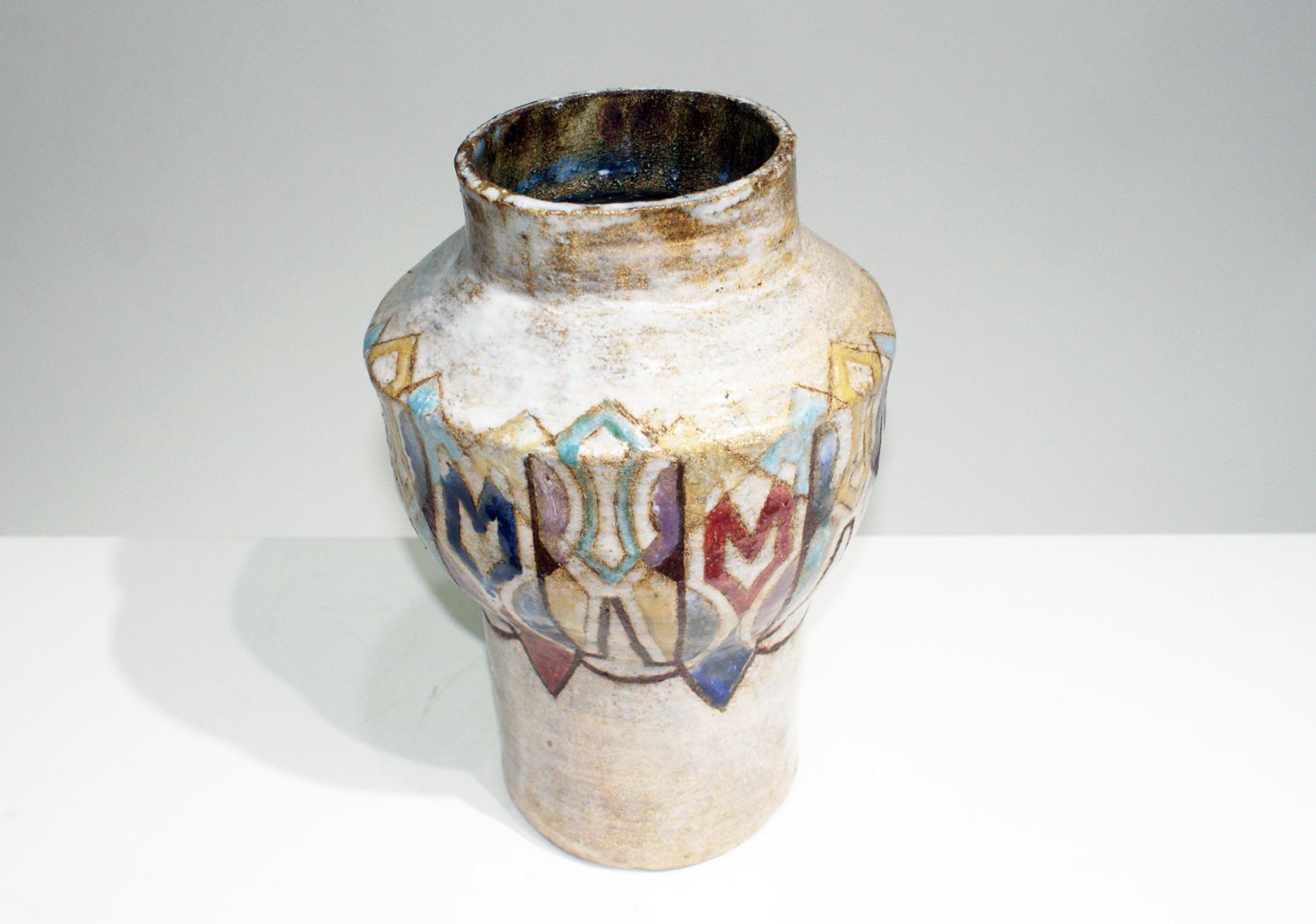 Mid-20th Century Beautiful Colored Ceramic Vase Signed “Vallauris”, circa 1950s