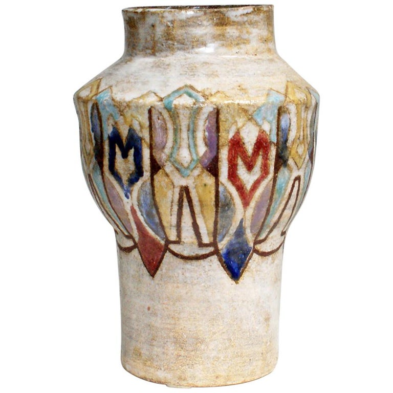 Beautiful Colored Ceramic Vase Signed “Vallauris”, circa 1950s For Sale at  1stDibs