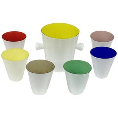 Retro Beautiful Colorful Art Glass Drink Set with Cooler, Carlo Moretti, 1960s