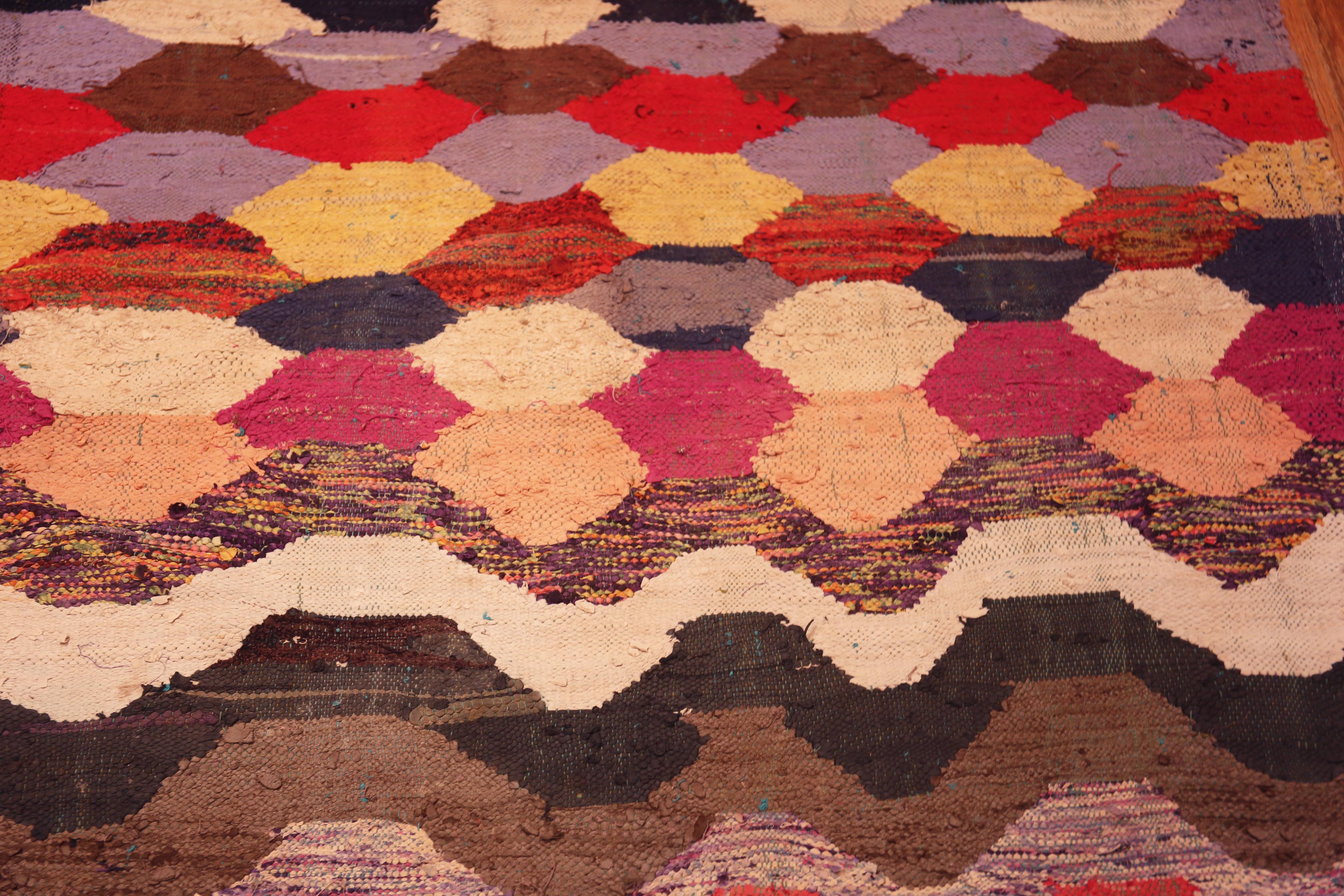 20th Century Beautiful Colorful Vintage Moroccan Boucherouite Flatweave Tribal Rug 4'6