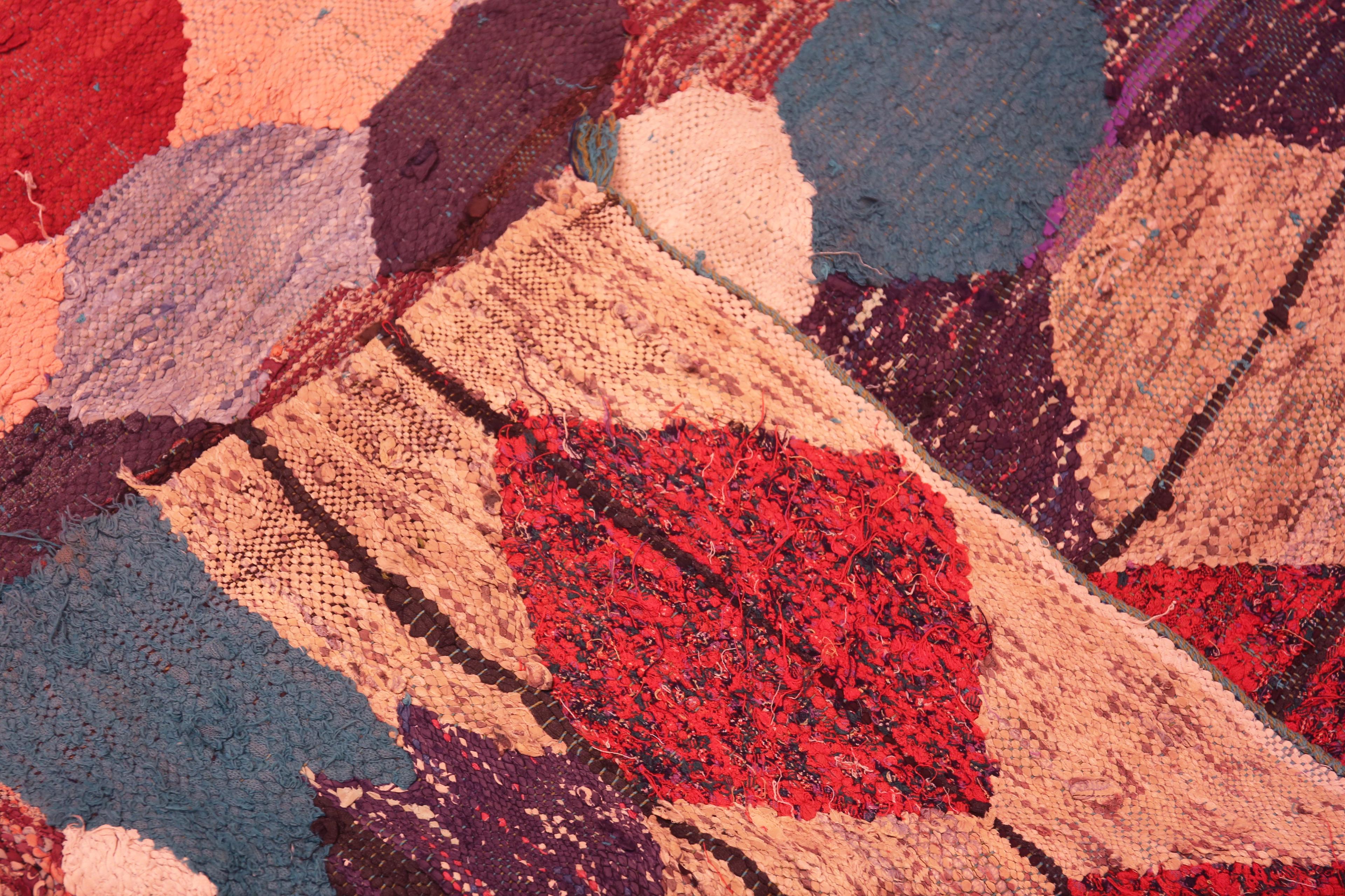 Beautiful Colorful Vintage Moroccan Boucherouite Flatweave Tribal Rug 4'6