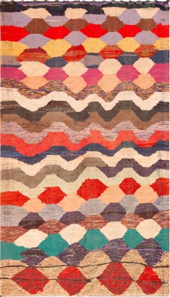 Beautiful Colorful Vintage Moroccan Boucherouite Flatweave Tribal Rug 4'6" x 8'