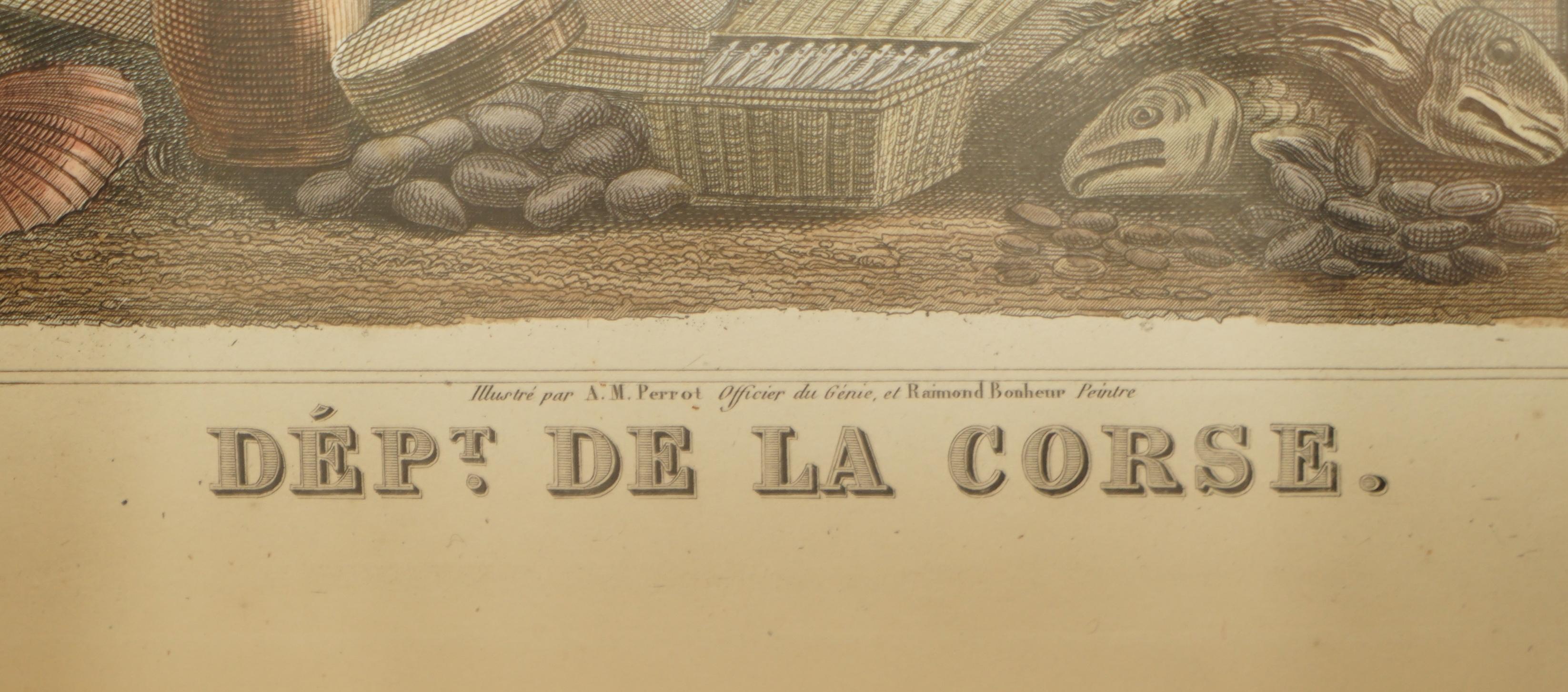 Paper Beautiful Colour French Antique 1856 Hand Watercolour Map of Dept Des La Corse For Sale