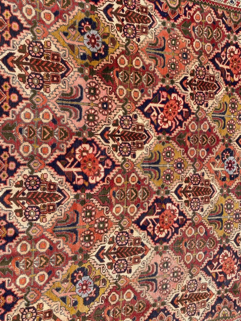 Rustique Bobyrug's Beautiful Colourful Vintage Bakhtiari Rug (tapis vintage Bakhtiari) en vente