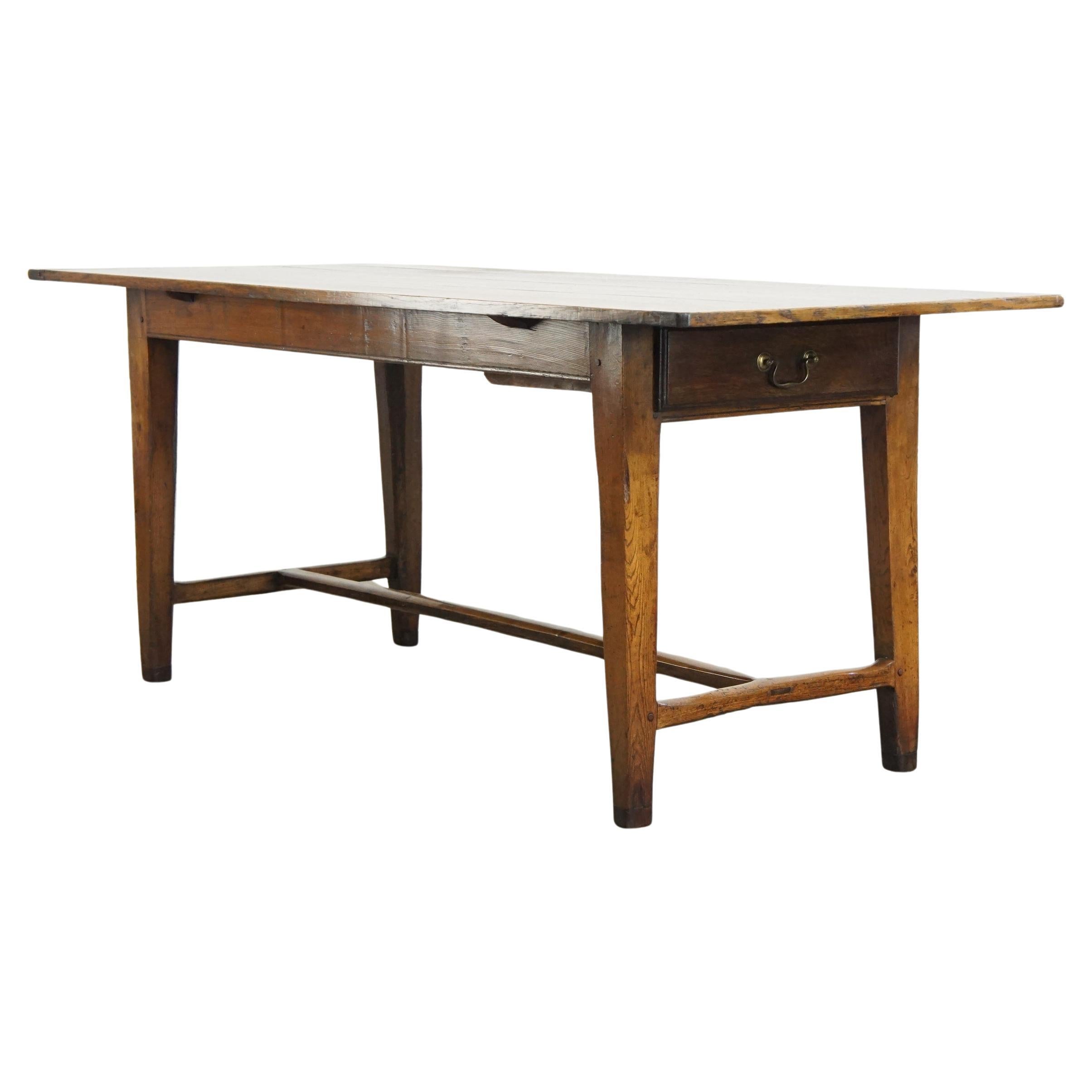 Beautiful compact antique French country dining table with 1 drawer For