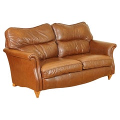 Vintage Beautiful Contemporary Brown Leather Two Seater Sofa