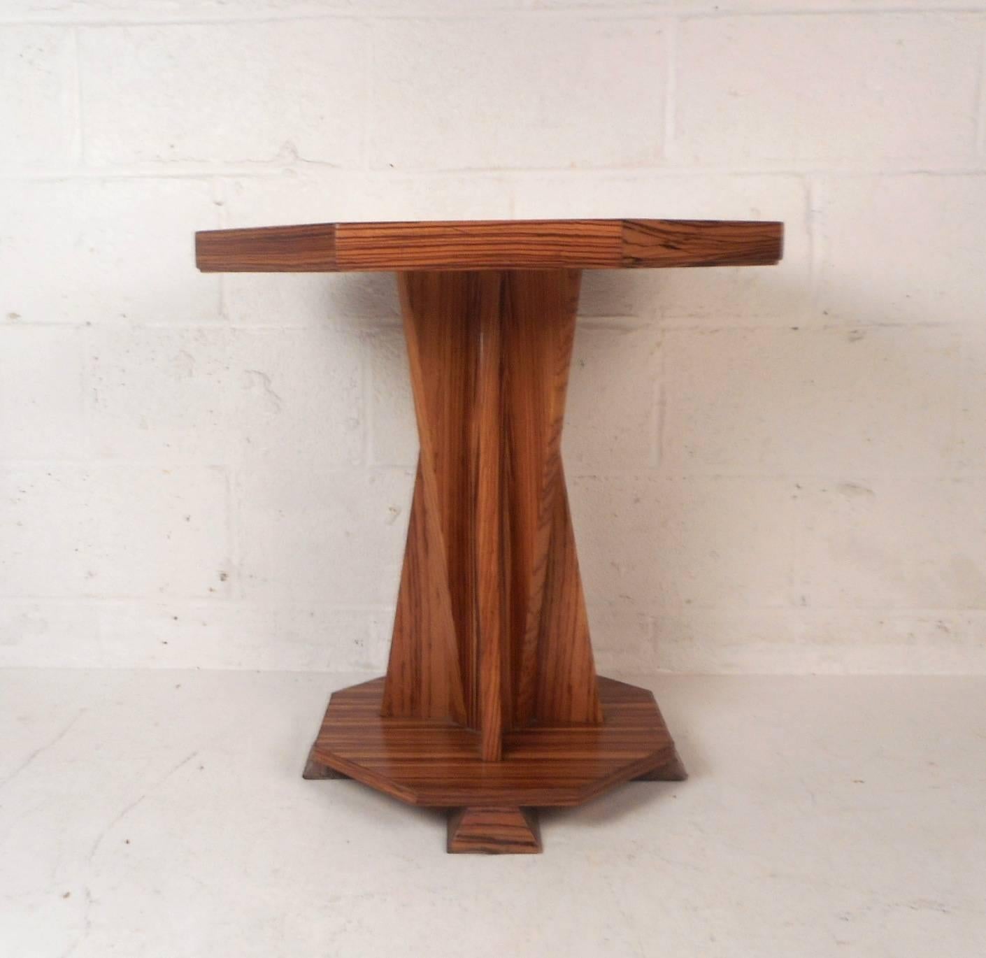American Beautiful Contemporary Modern Custom-Made Octagonal End Table For Sale