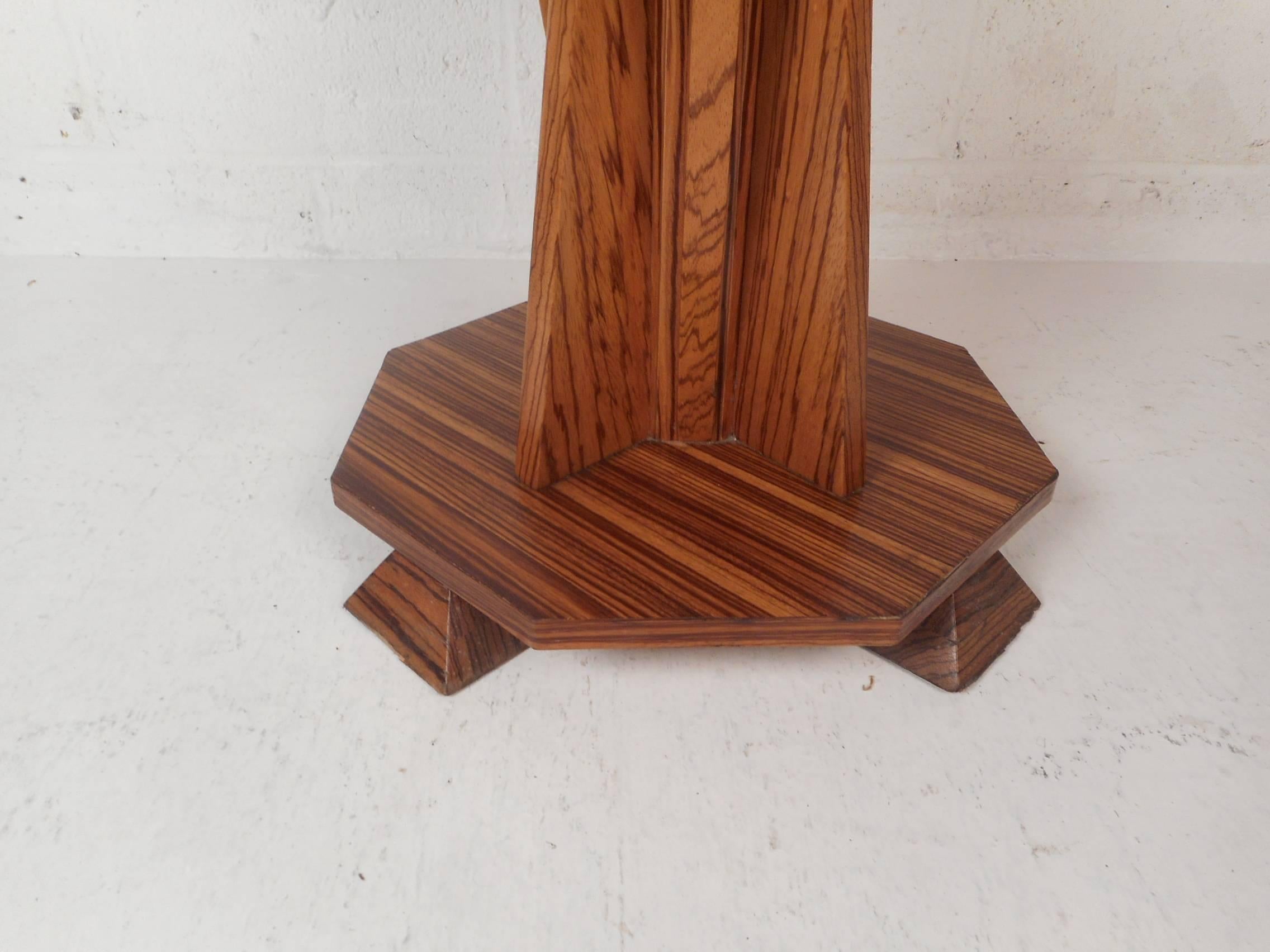 Wood Beautiful Contemporary Modern Custom-Made Octagonal End Table For Sale