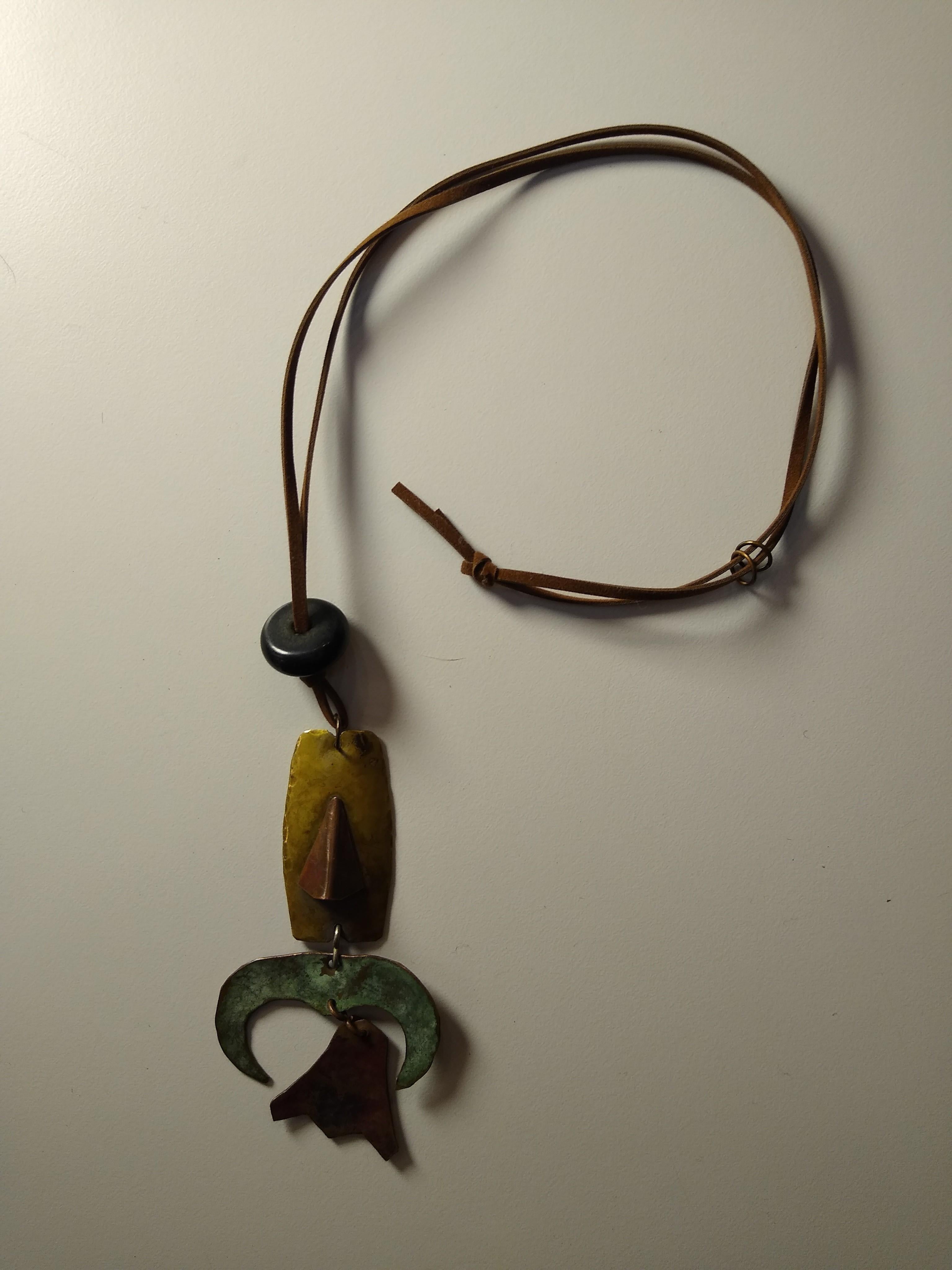 Beautiful Copper and Brass vintage Necklace by Ken Beldin made in Mexico For Sale 1