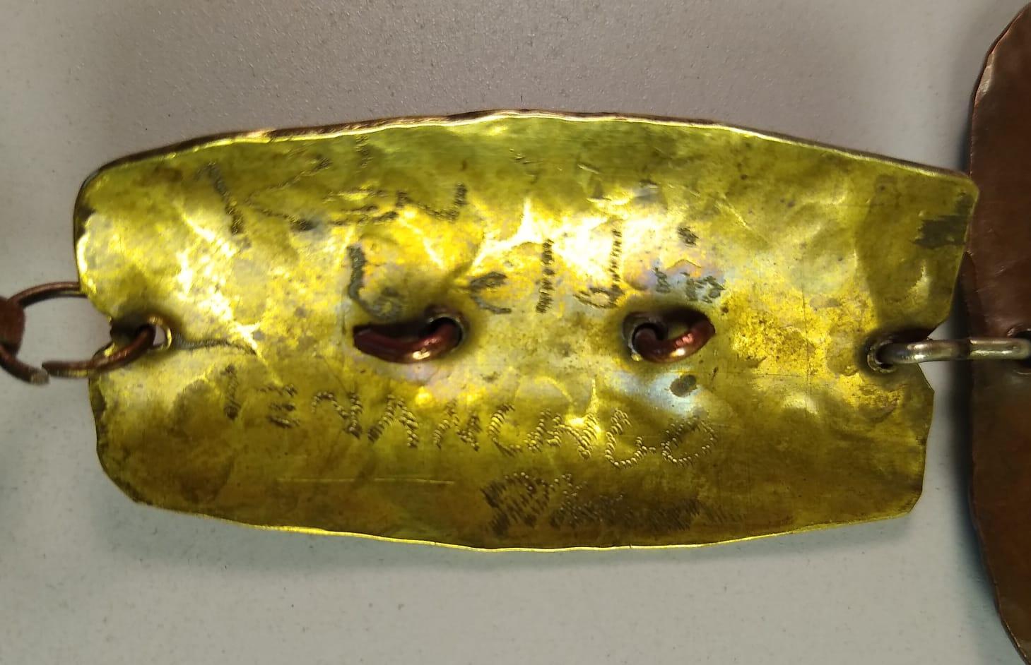 Beautiful Copper and Brass vintage Necklace by Ken Beldin made in Mexico For Sale 2