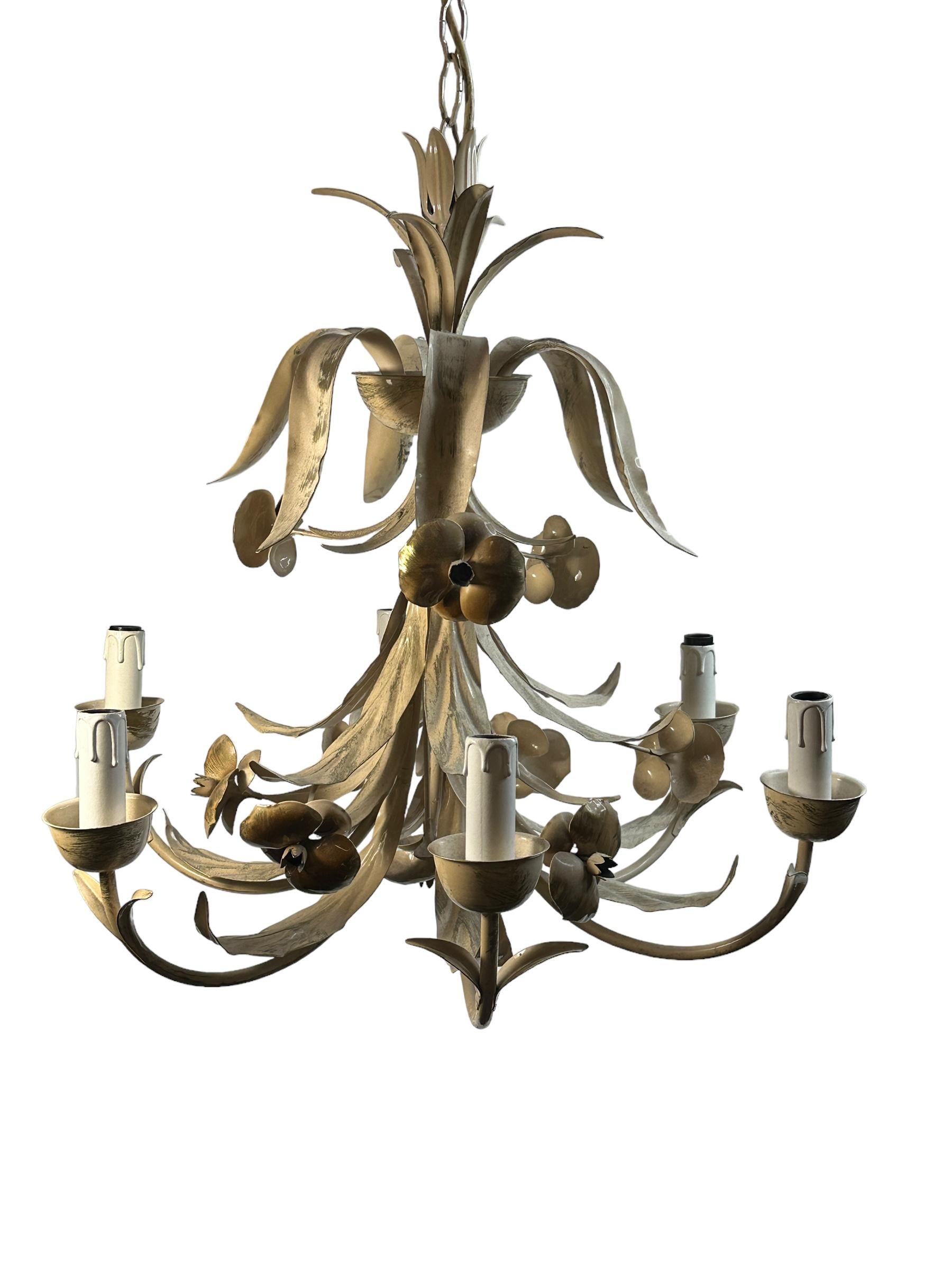 Country Beautiful Cottage Style Shabby Chic Florence Flower Chandelier Eglo Leuchten For Sale