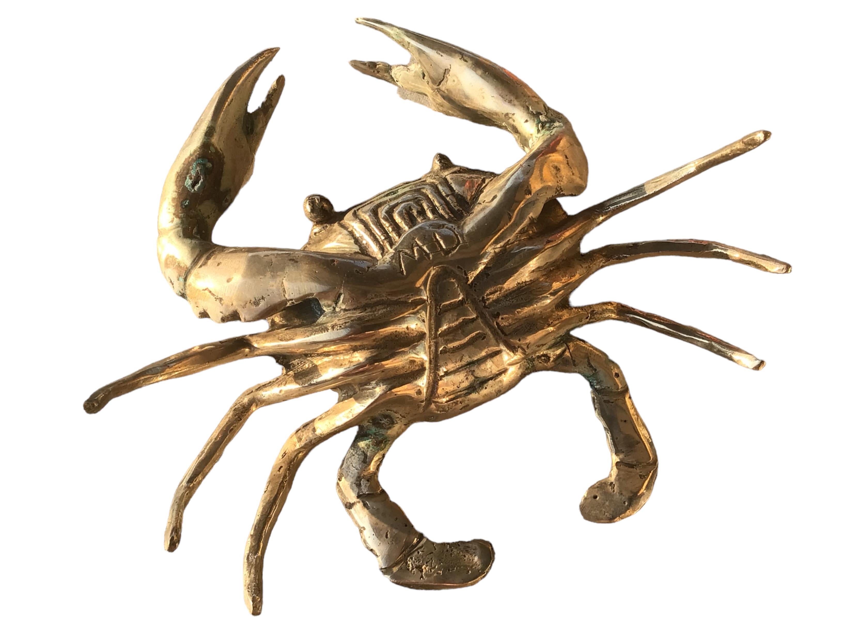 Late 20th Century Beautiful Crab Sculpture Figure Statue Nickeled Metal, Vintage, Italy, 1980s