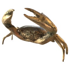 Schöne Krabben-Skulptur-Figur aus vernickeltem Metall, Vintage, Italien, 1980er Jahre