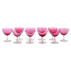 Vintage Beautiful Crystal Barware Champagne Coupe Service / Ten People