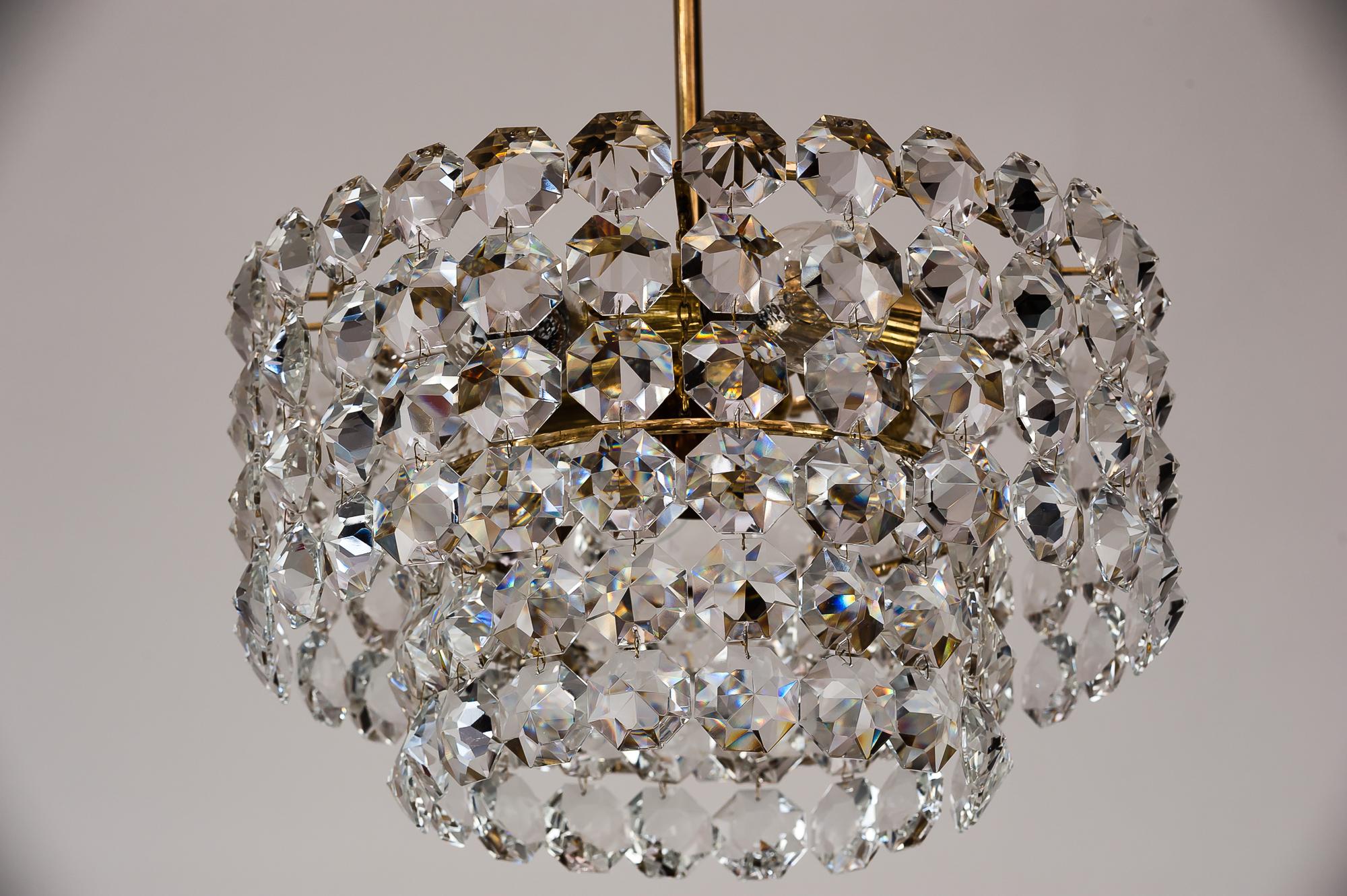 Mid-Century Modern Beautiful Crystal Chandelier by Bakalowits & Sons, Vienna, 1960s