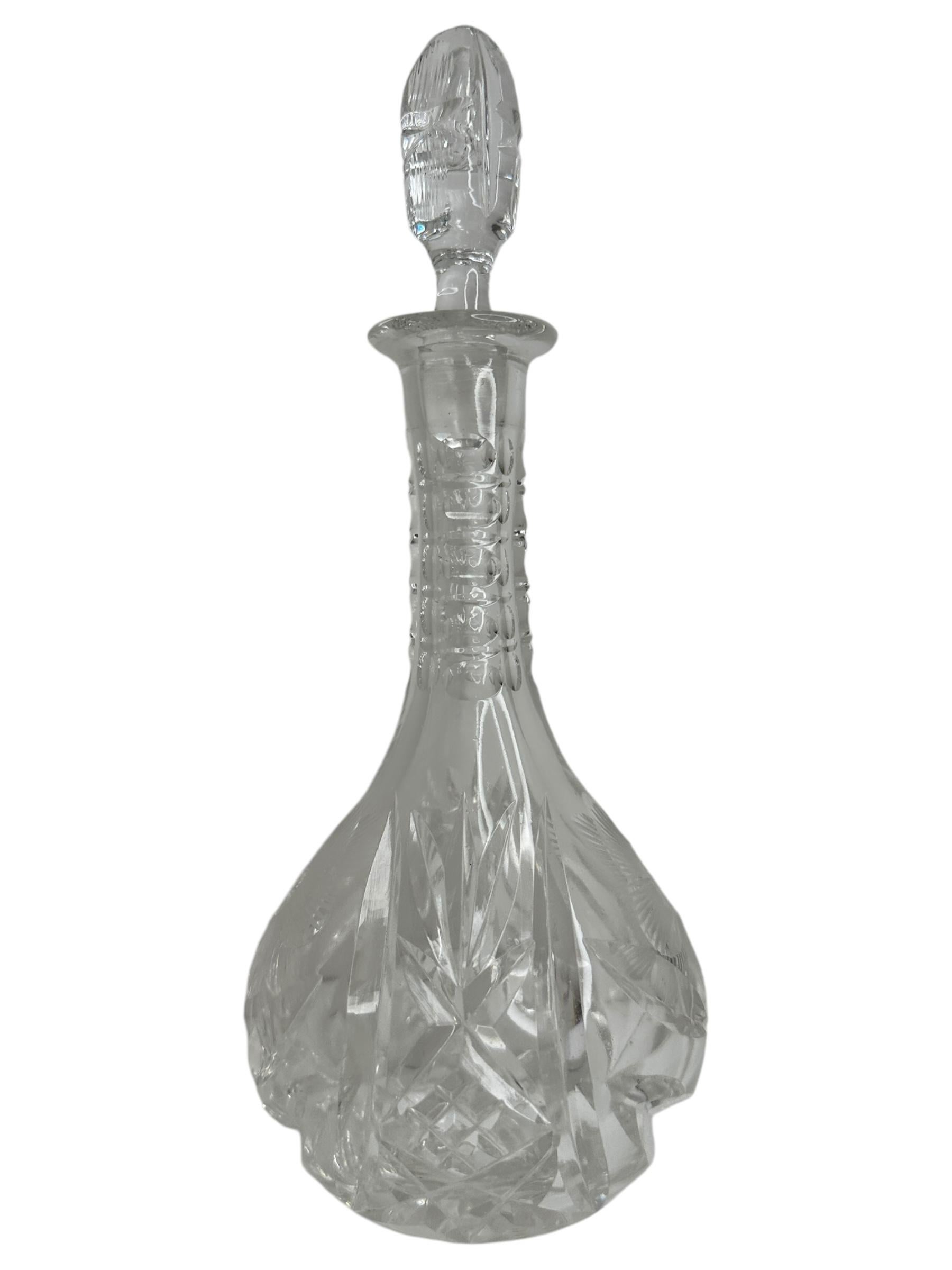 Fait main Magnifique carafe à décanter en cristal de verre, vintage Allemagne années 1950 en vente