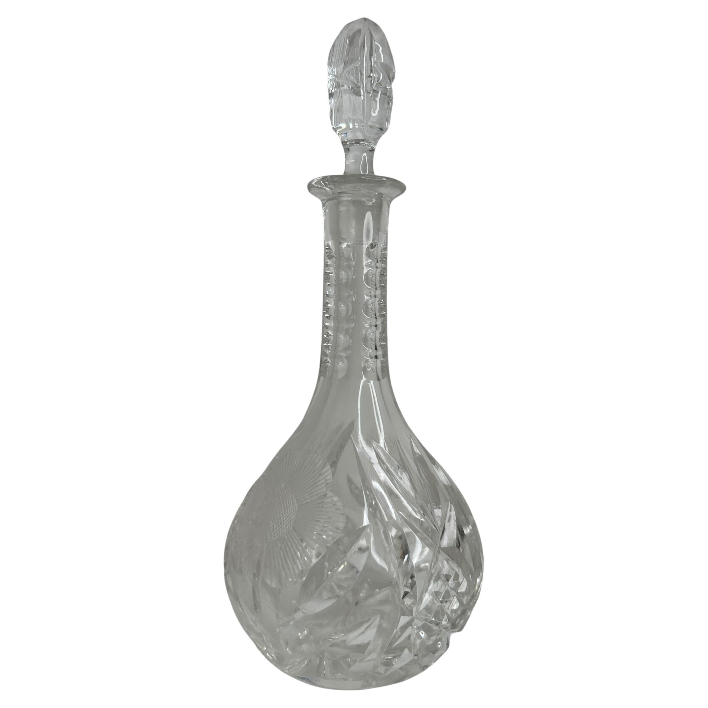 Magnifique carafe à décanter en cristal de verre, vintage Allemagne années 1950