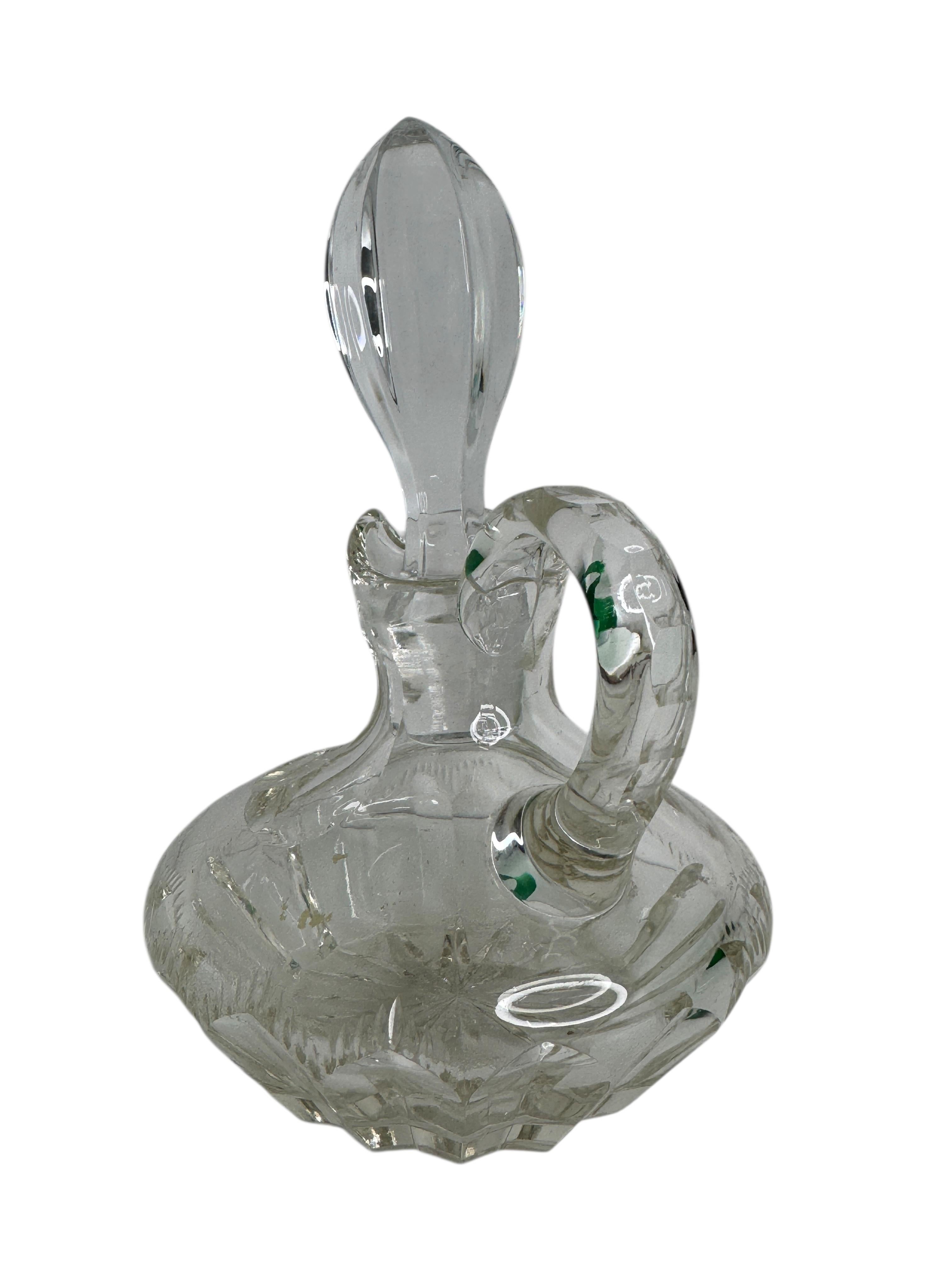 Amazing mid century crystal decanter with stopper. The decanter is of great quality, and has an exquisite elegant design. It is hand-made of thick crystal (mouth-blown and hand-polished). Found at an Estate Sale in Nuremberg, Germany. A nice