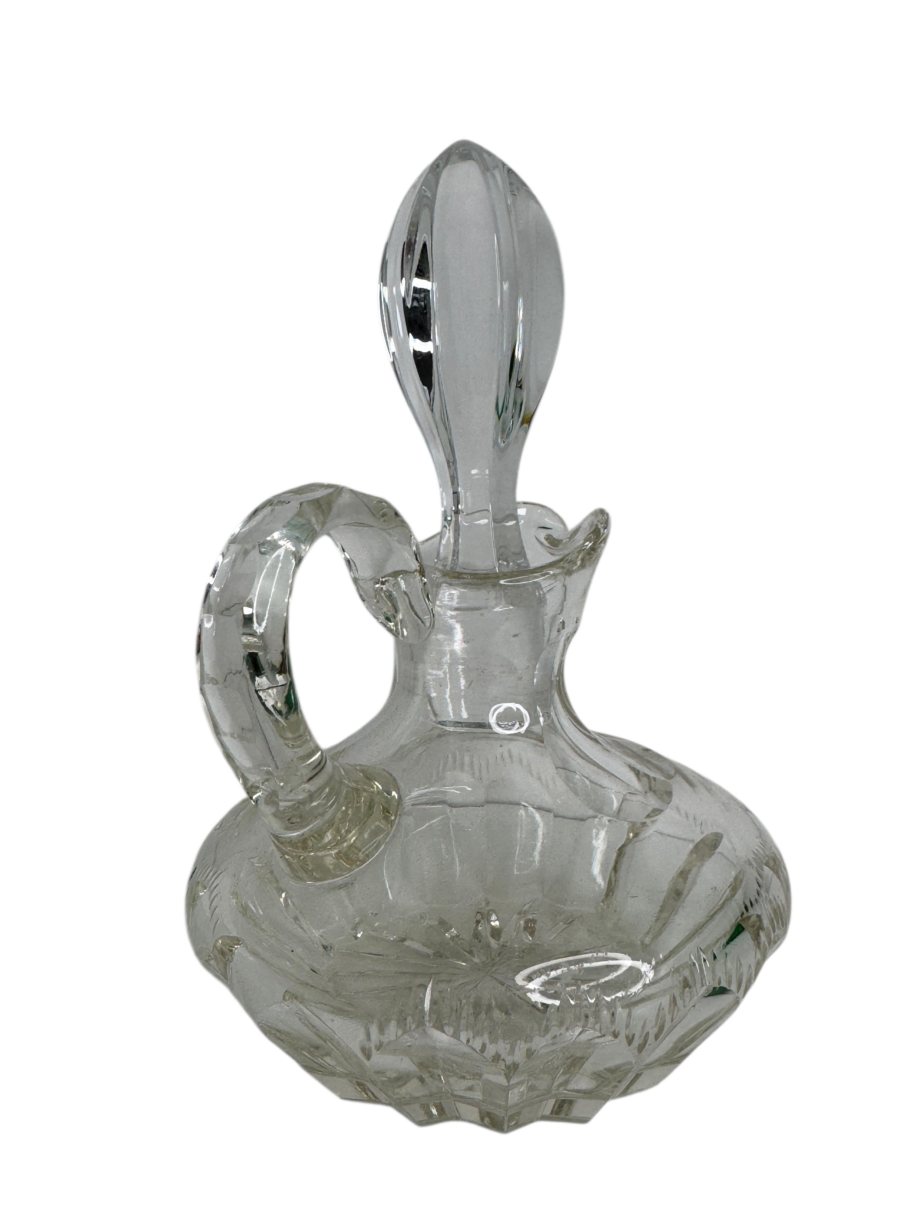 Art Deco Beautiful Crystal Glass Decanter, vintage Germany 1960s For Sale