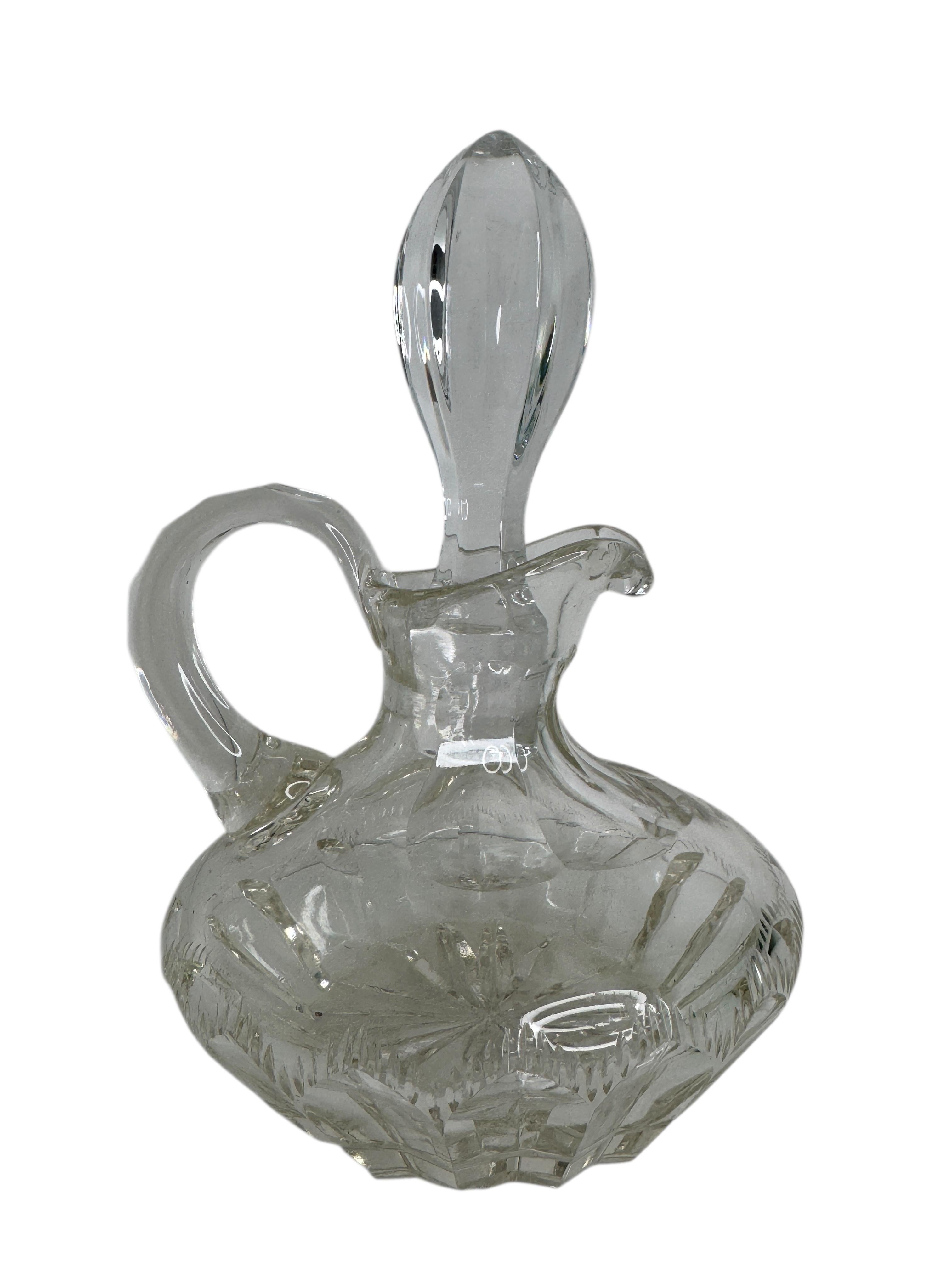 Hand-Crafted Beautiful Crystal Glass Decanter, vintage Germany 1960s For Sale
