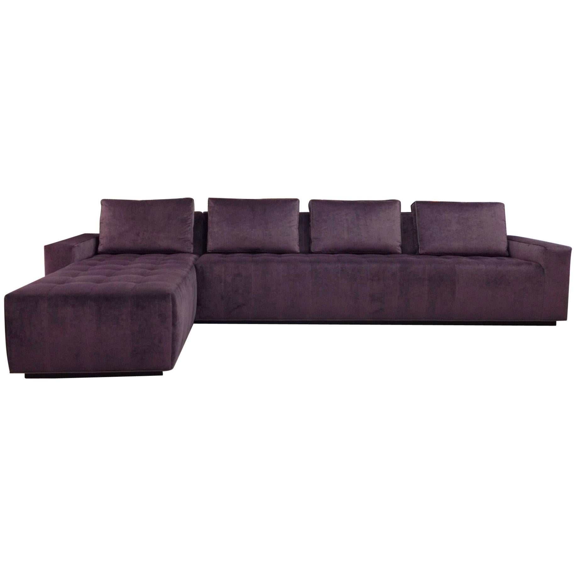 Custom Gold Silk-Velvet Sectional Sofa, USA 2000 at 1stdibs