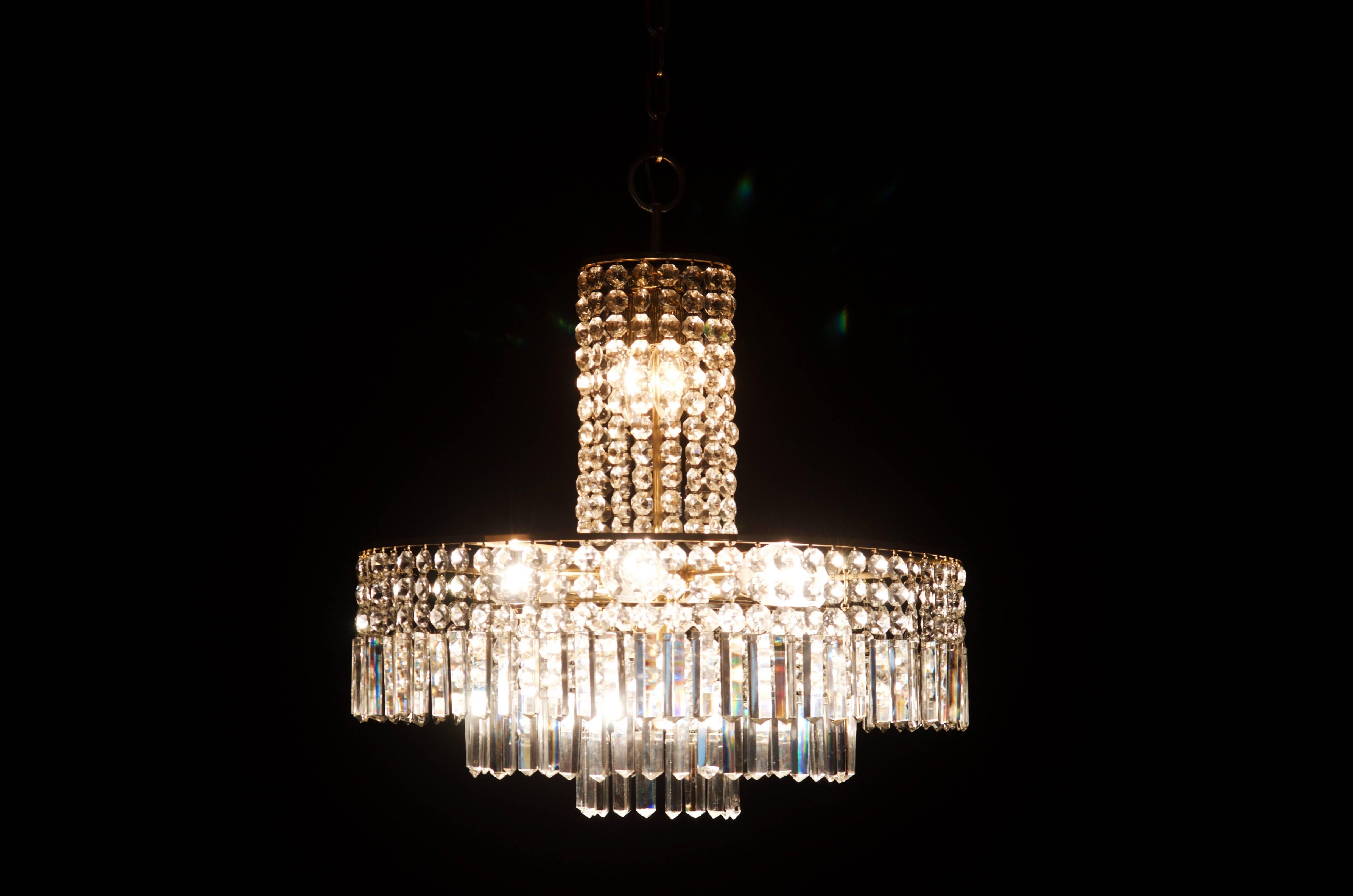 Beautiful Cut Crystal Chandelier by Bakalowits For Sale 4