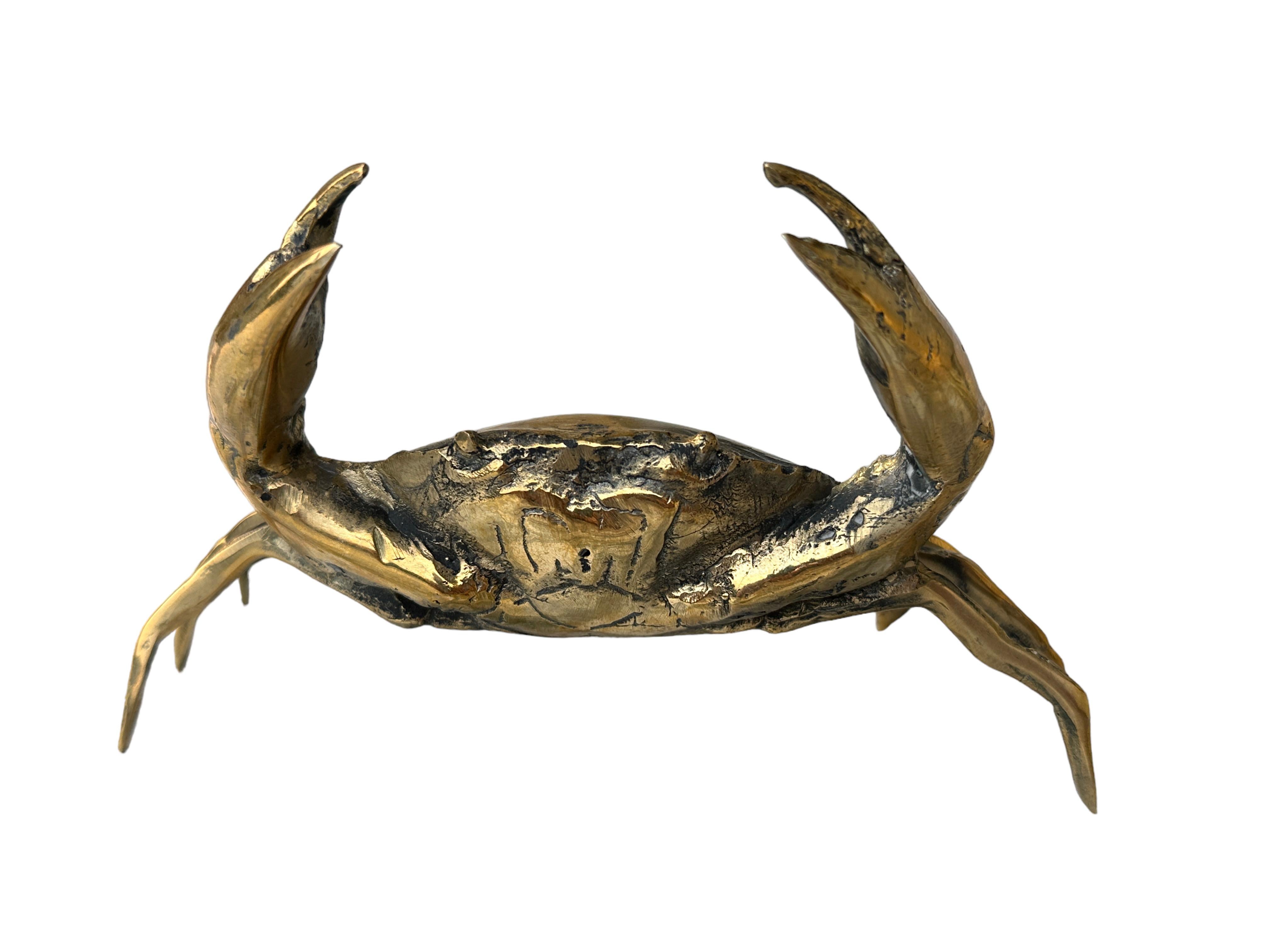 Hand-Crafted beautiful Cute Brass Crab Sculpture Figure Statue Metal, Vintage, Italy, 1980s
