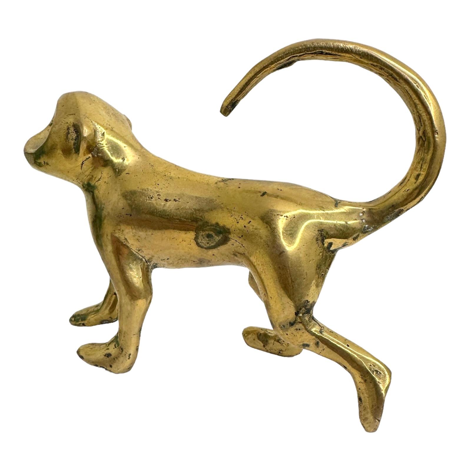 Hand-Crafted beautiful Cute Brass Monkey Sculpture Figure Statue Metal, Vintage, Italy, 1980s For Sale