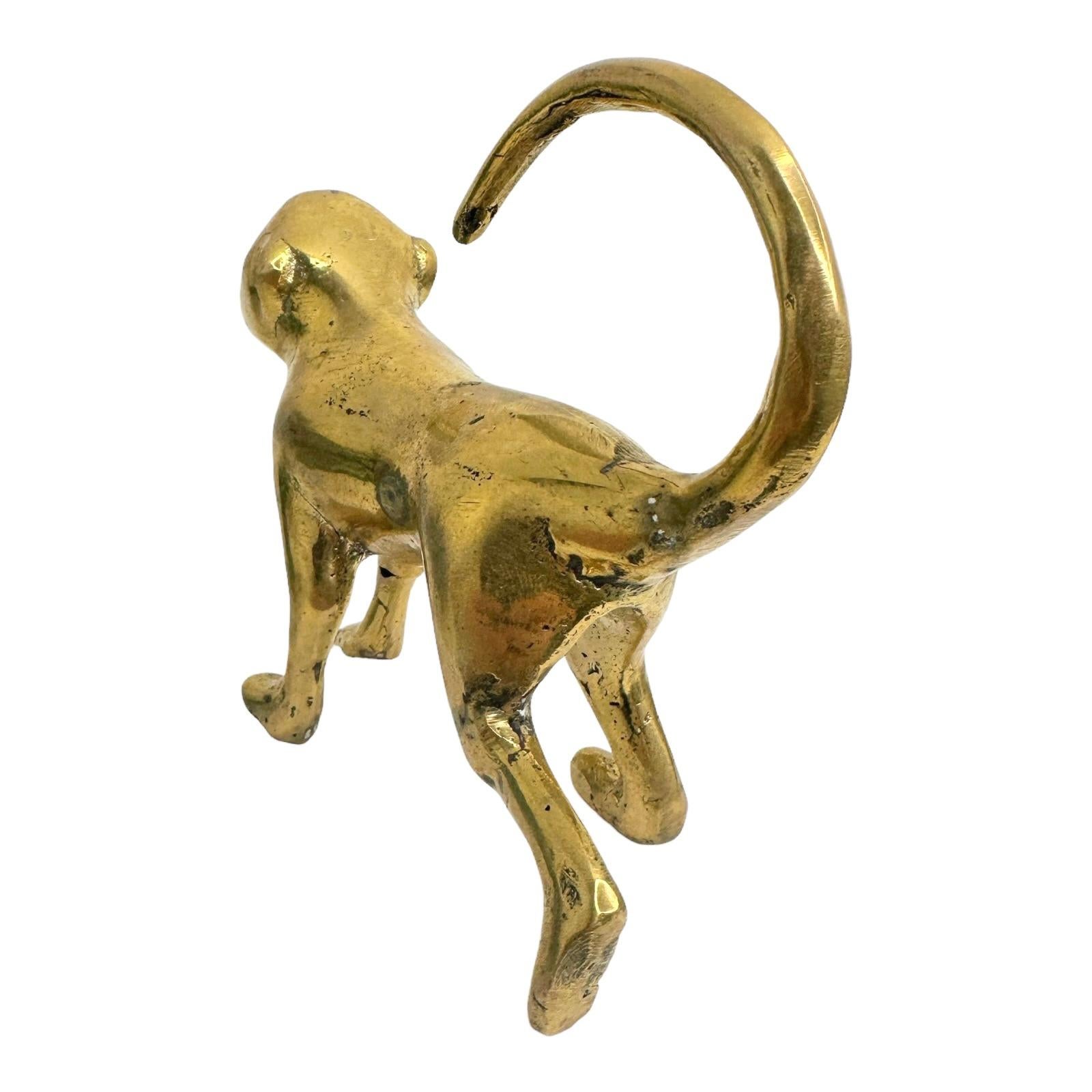 beautiful Cute Brass Monkey Sculpture Figure Statue Metal, Vintage, Italy, 1980s In Good Condition For Sale In Nuernberg, DE