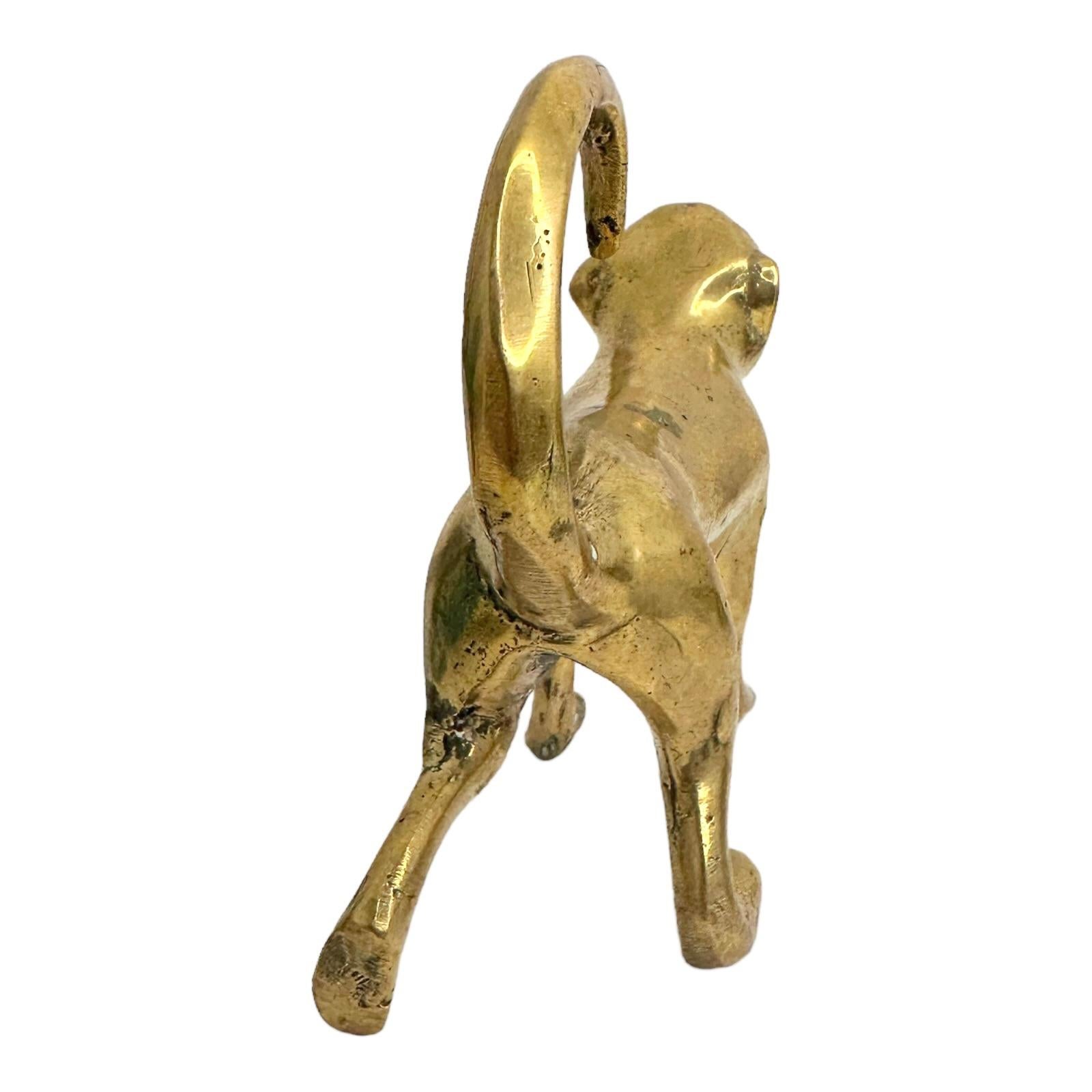Late 20th Century beautiful Cute Brass Monkey Sculpture Figure Statue Metal, Vintage, Italy, 1980s For Sale