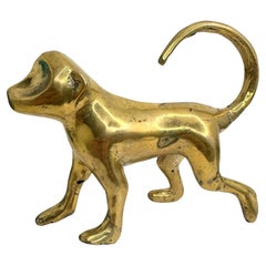 beautiful Cute Brass Monkey Sculpture Figure Statue Metal, Antique, Italy, 1980s