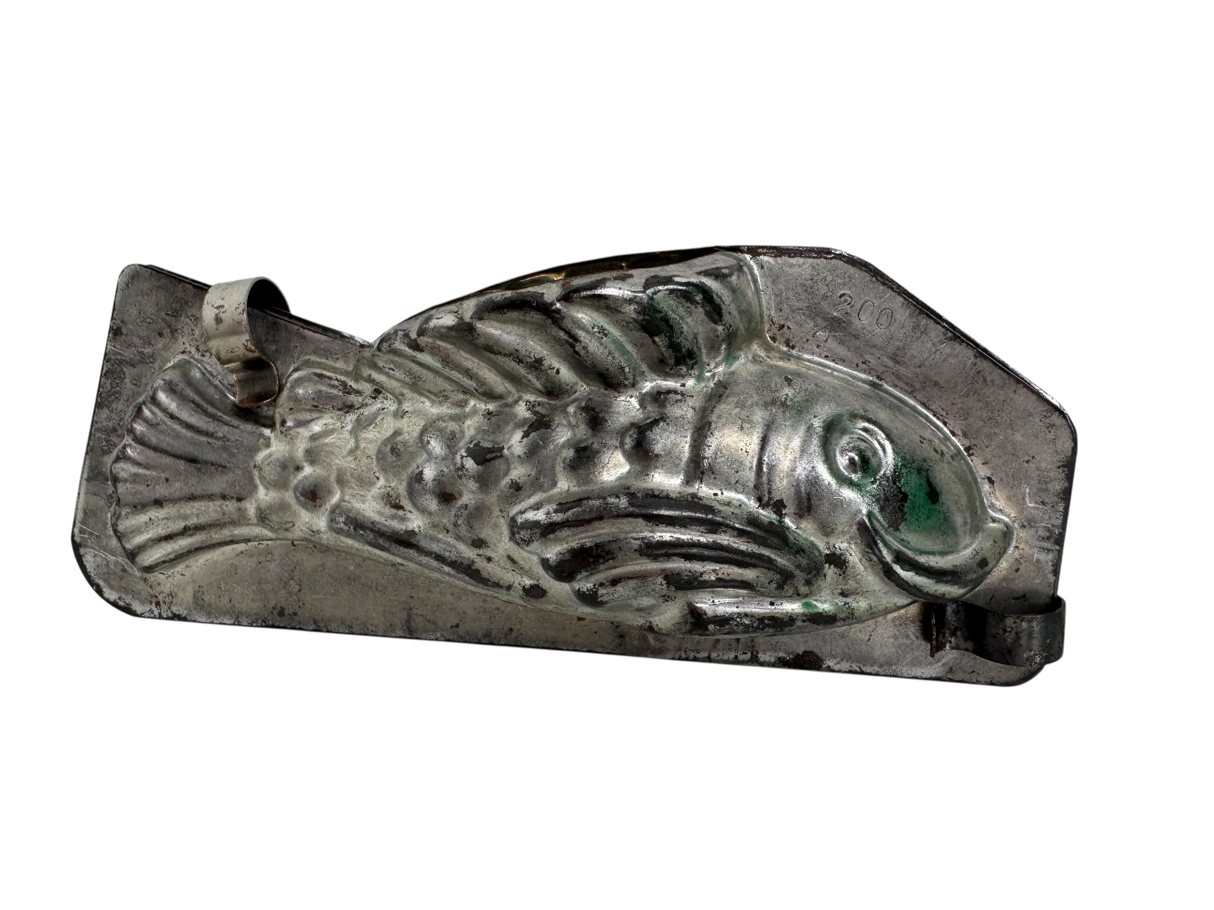 Folk Art Beautiful Cute Fish Dolphin Chocolate Mold Antique 1920s, France For Sale