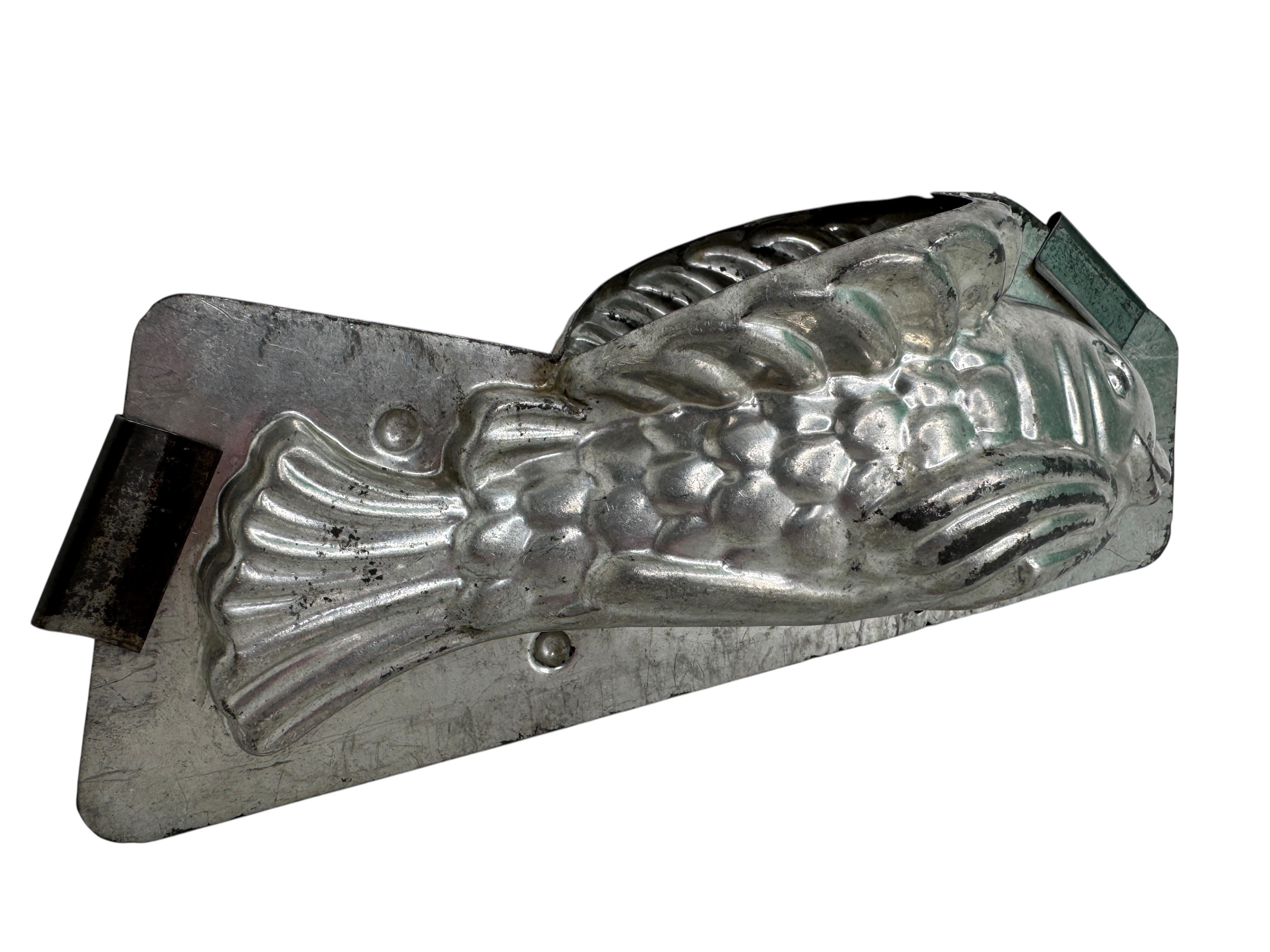 Folk Art Beautiful Cute Fish Dolphin Chocolate Mold Antique 1920s, France For Sale
