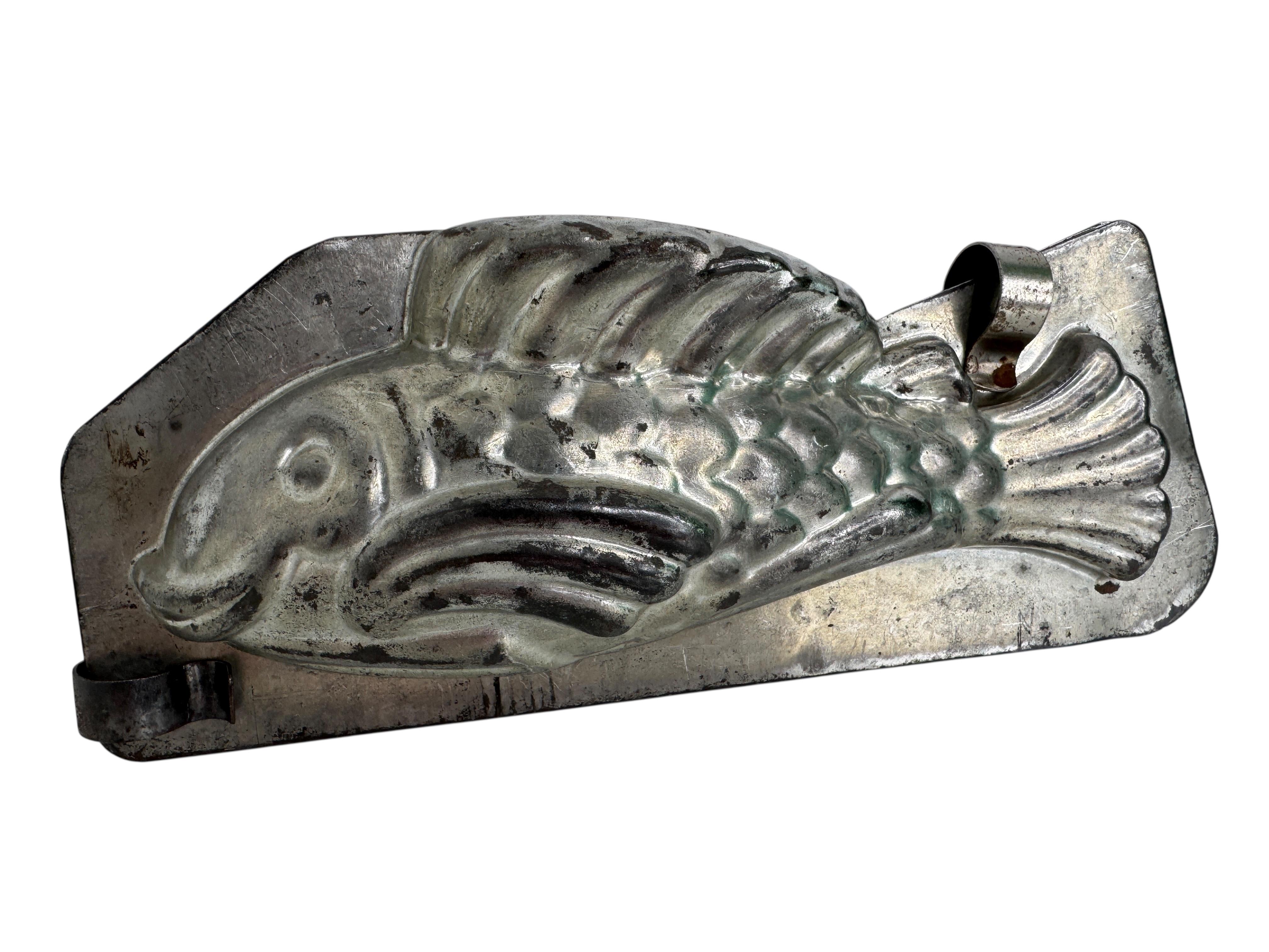 Metal Beautiful Cute Fish Dolphin Chocolate Mold Antique 1920s, France For Sale