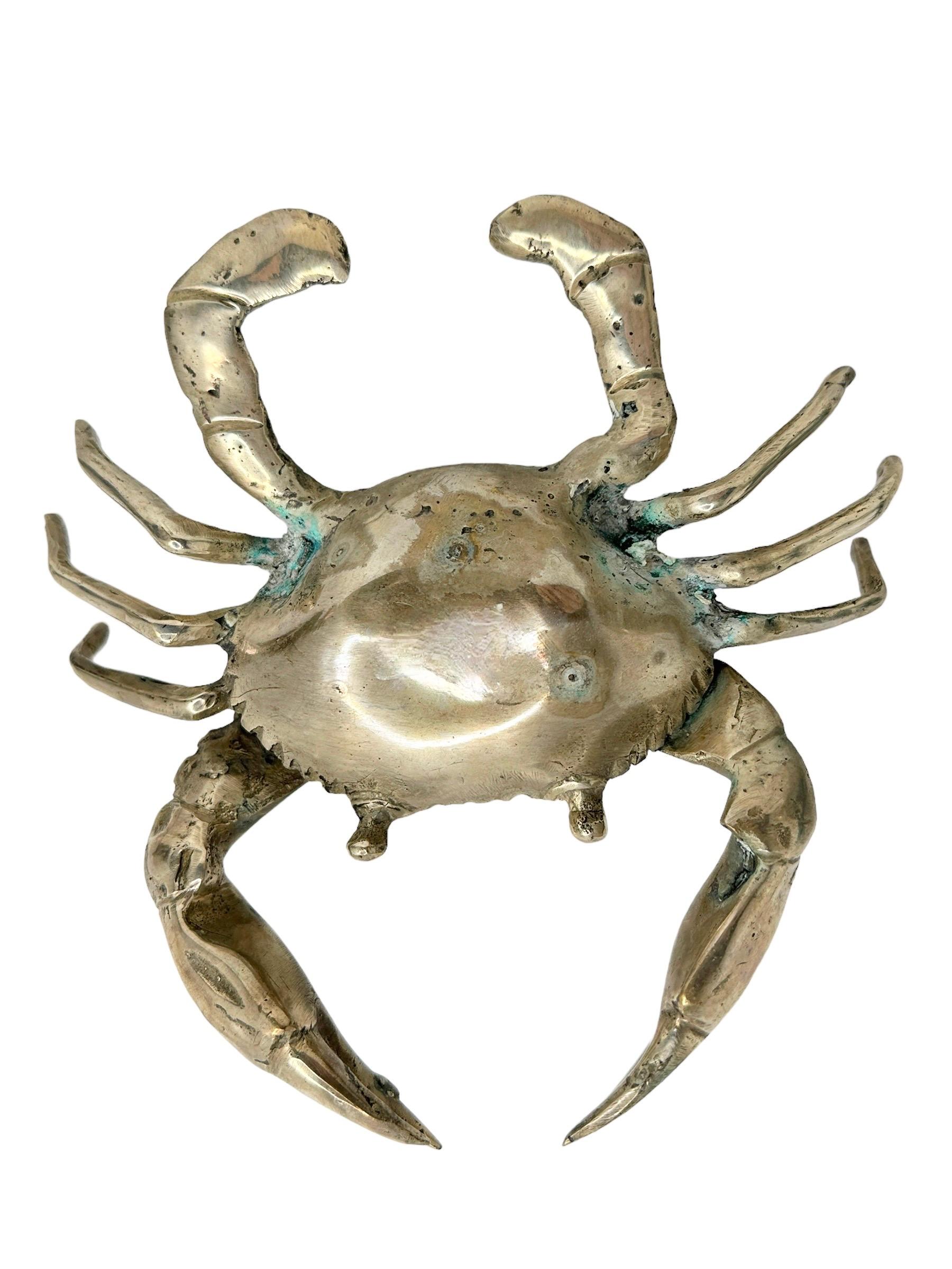 Schöne Krabben-Skulptur-Figur aus Nickel mit geschliffenem Schliff, Metallstatue, Vintage, Italien, 1980er Jahre (Italienisch) im Angebot