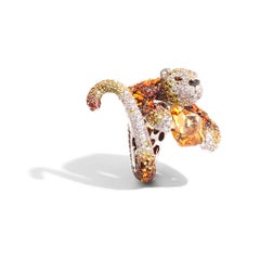 Sicis 18K White Gold MicroMosaic Ring with Diamonds, Sapphires and Quartz