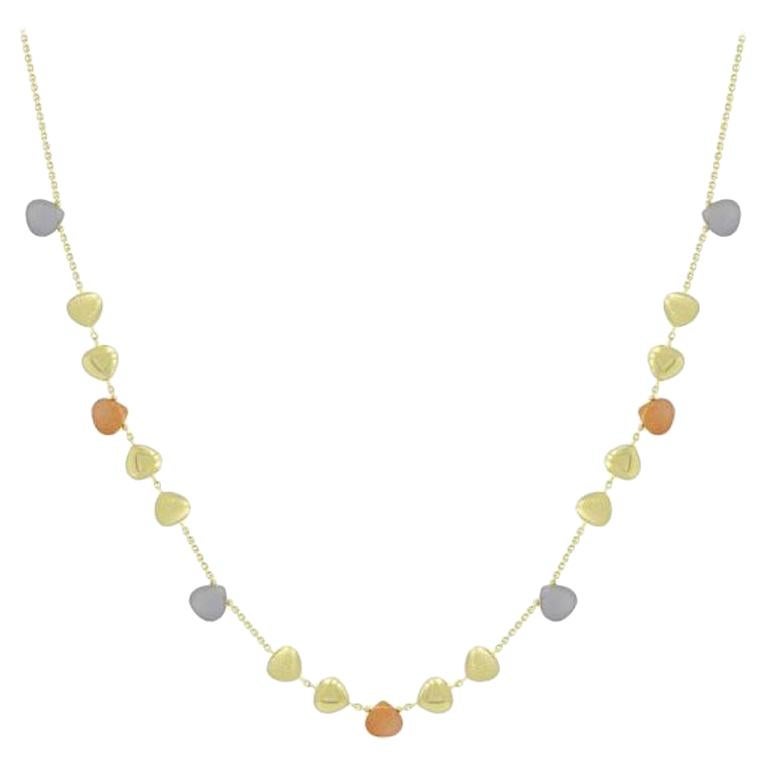 Beautiful Dangle Quartz 3 Color Gold 14 Karat Long Necklace For Her