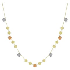 Bellissima collana lunga di quarzo penzolante a 3 colori in oro 14 carati per lei