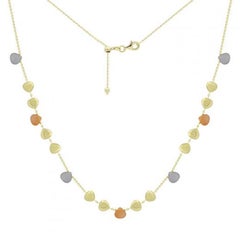 Hermoso Cuarzo Colgante 3 Colores Oro 14 Kilates Collar Largo Para Ella