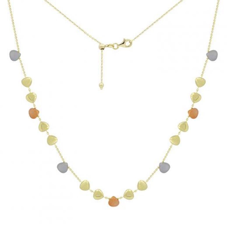 Beautiful Dangle Quartz 3 Color Gold 14 Karat Long Necklace For Her In New Condition For Sale In Montreux, CH